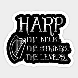 Harp The Neck The Strings The Levers v1 White Sticker